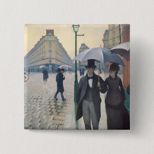 Caillebotte's Rue de Paris, temps de pluie 15 Cm Square Badge (Front)