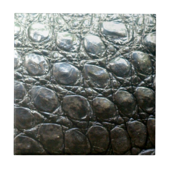 Caiman Crocodile Faux Alligator-Skin Design Ceramic Tile (Front)
