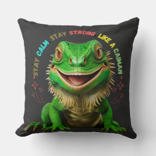 Caiman Throw Pillow – Stay Calm, Stay Strong