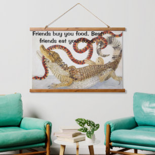 Caimans eating a snake hanging tapestry
