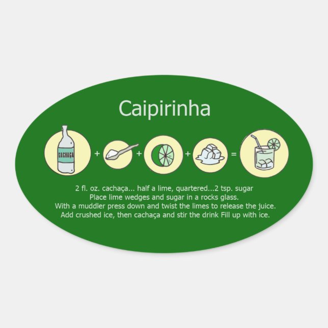 caipirinha, brazilian drink oval sticker (Front)