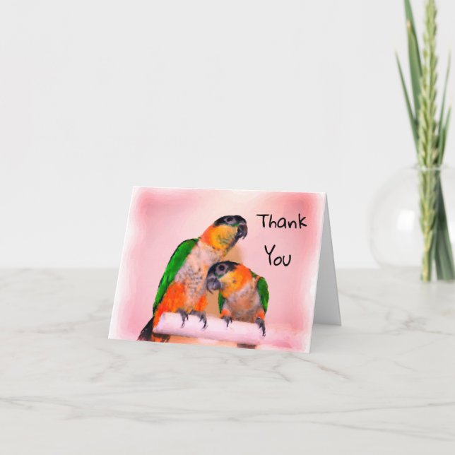 Caique Parrot Pair Bird Thank You Card (Front)