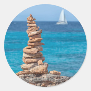 Cairn at the Mediterranean sea Classic Round Sticker