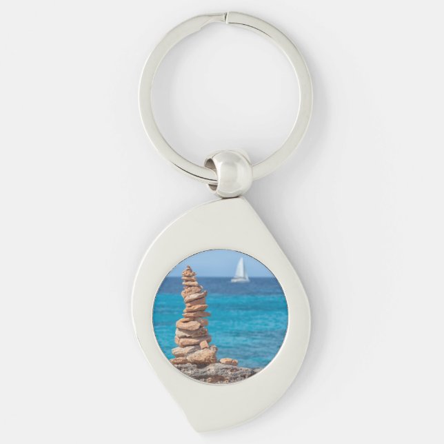 Cairn at the Mediterranean sea Key Ring (Front)