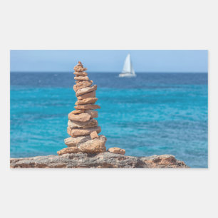 Cairn at the Mediterranean sea Rectangular Sticker