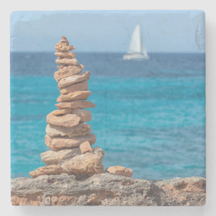 Cairn at the Mediterranean sea Stone Coaster