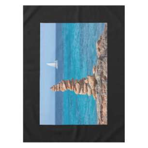 Cairn at the Mediterranean sea Tablecloth