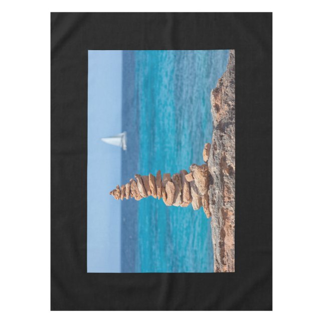Cairn at the Mediterranean sea Tablecloth (Front)