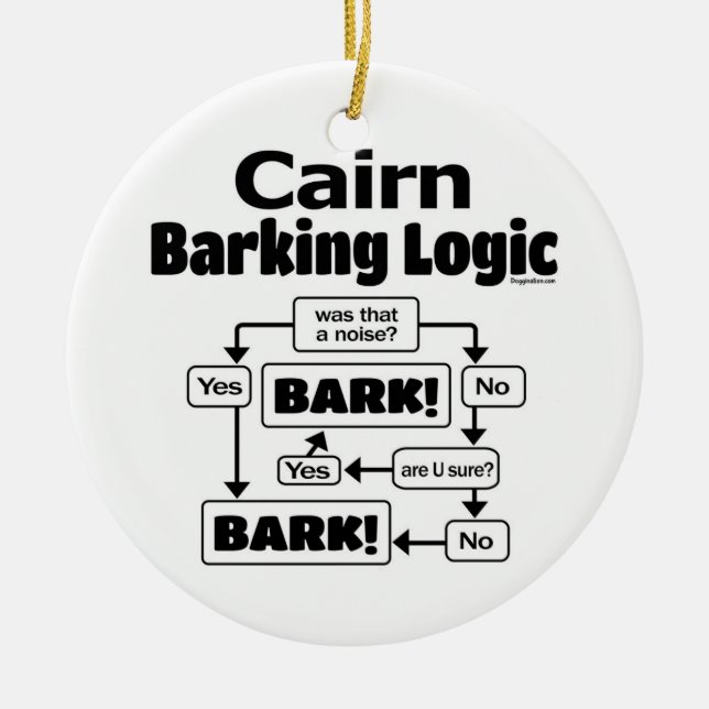 Cairn Barking Logic Ceramic Ornament (Front)