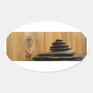Cairn Meditation Stones and Wood Oval Sticker