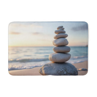 Cairn Rocks on the Ocean Bath Mat