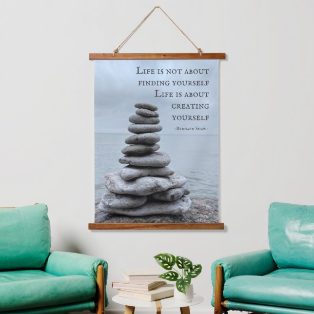 Cairn stone photography | Bernard Shaw quote  Hanging Tapestry (Living Room)