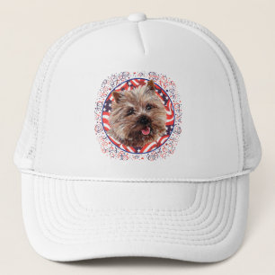 Cairn Terrier American Flag Celebration Trucker Hat