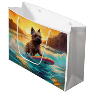 Cairn Terrier Beach Surfing Painting Large Gift Bag