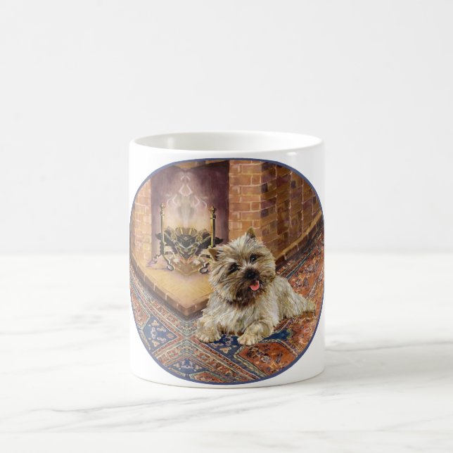 Cairn Terrier by Cosy Fireplace Coffee Mug (Center)