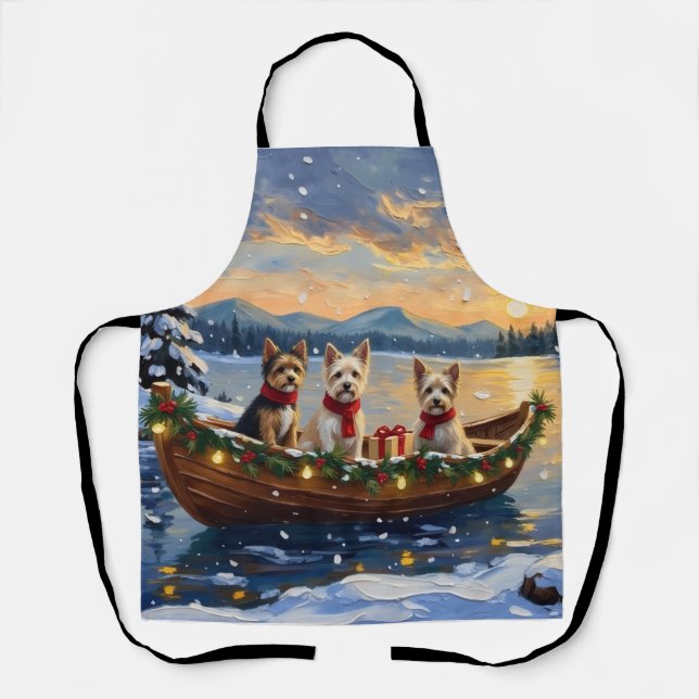 Cairn Terrier Christmas Boat Holiday Apron (Front)