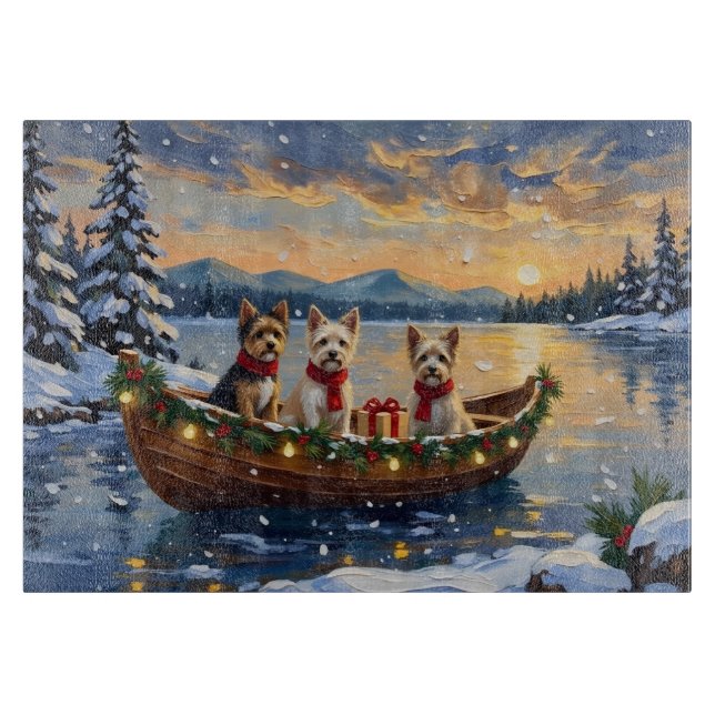 Cairn Terrier Christmas Boat Holiday Cutting Board (Front)