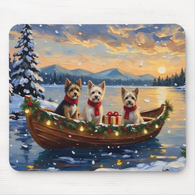 Cairn Terrier Christmas Boat Holiday Mouse Pad (Front)