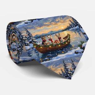 Cairn Terrier Christmas Boat Holiday Tie