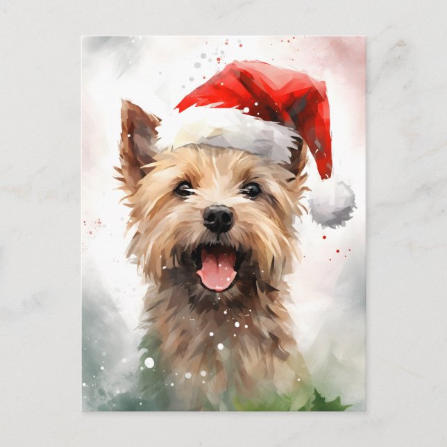 Cairn Terrier Christmas brush painting artwork Postcard (Front)