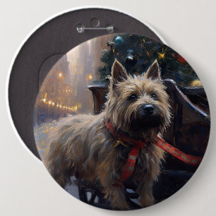 Cairn Terrier Christmas Festive Season 6 Cm Round Badge