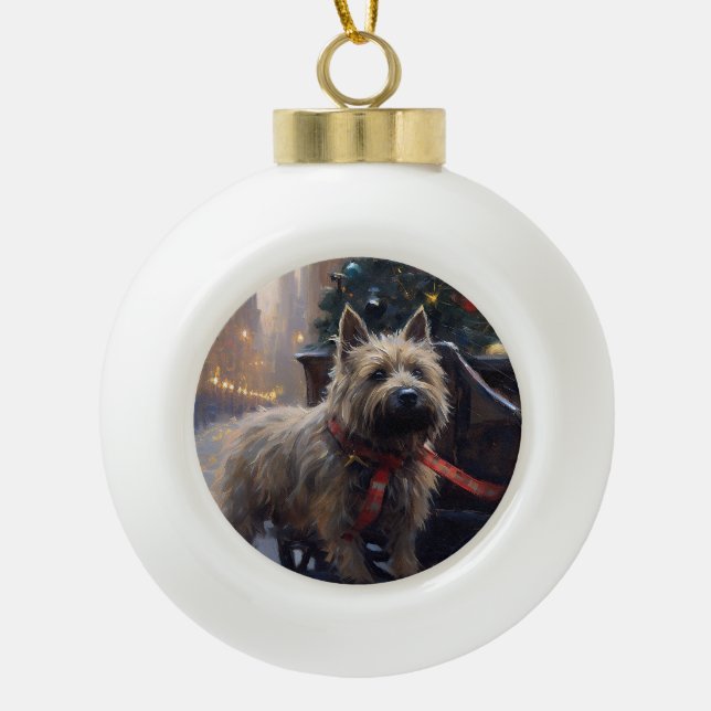 Cairn Terrier Christmas Festive Season  Ceramic Ball Christmas Ornament (Front)