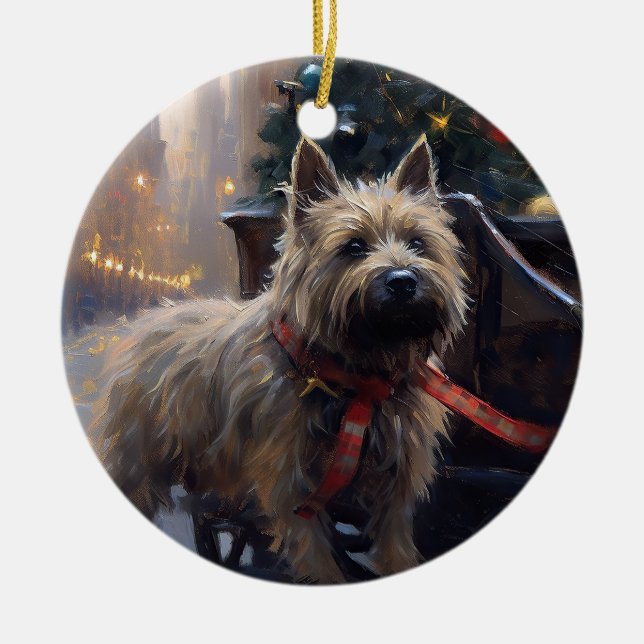 Cairn Terrier Christmas Festive Season  Ceramic Ornament (Front)