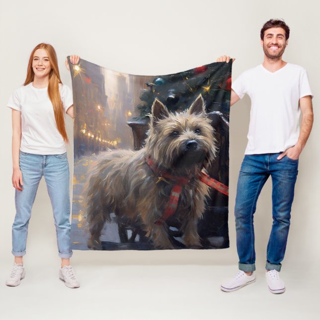 Cairn Terrier Christmas Festive Season  Fleece Blanket (In Situ)