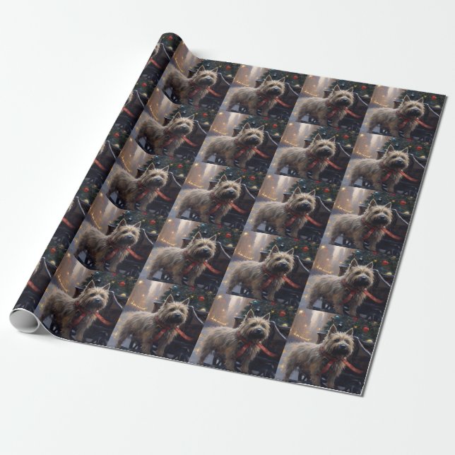 Cairn Terrier Christmas Festive Season  Wrapping Paper (Unrolled)