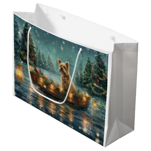 Cairn Terrier Christmas Festive Voyage Large Gift Bag (Front Angled)
