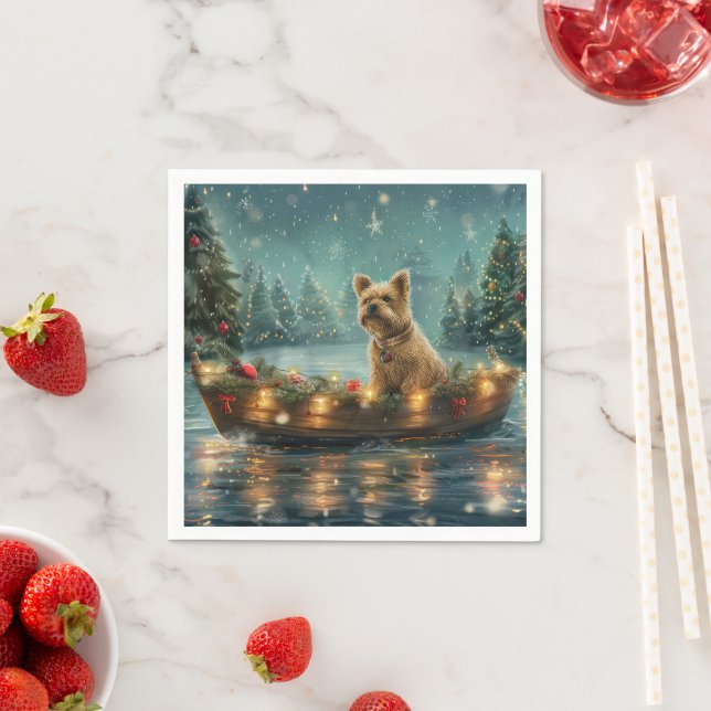 Cairn Terrier Christmas Festive Voyage Napkin (Insitu)