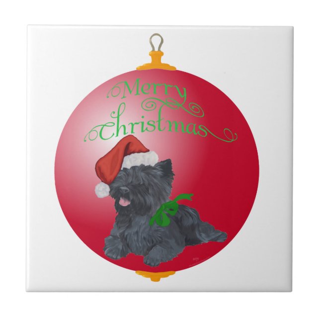 Cairn Terrier Christmas Ornaments Ceramic Tile (Front)