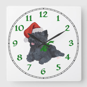 Cairn Terrier Christmas Square Wall Clock
