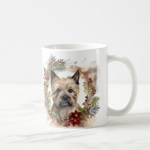 Cairn Terrier Christmas Wreath Festive Pup Coffee Mug