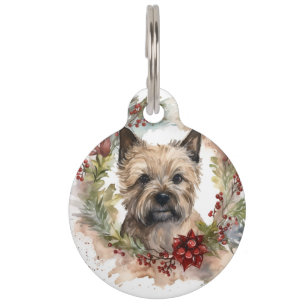 Cairn Terrier Christmas Wreath Festive Pup Pet Tag
