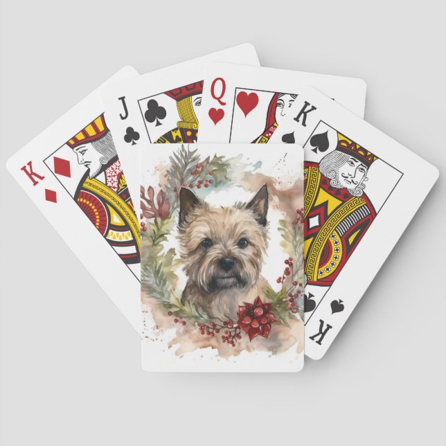 Cairn Terrier Christmas Wreath Festive Pup Playing Cards (Back)