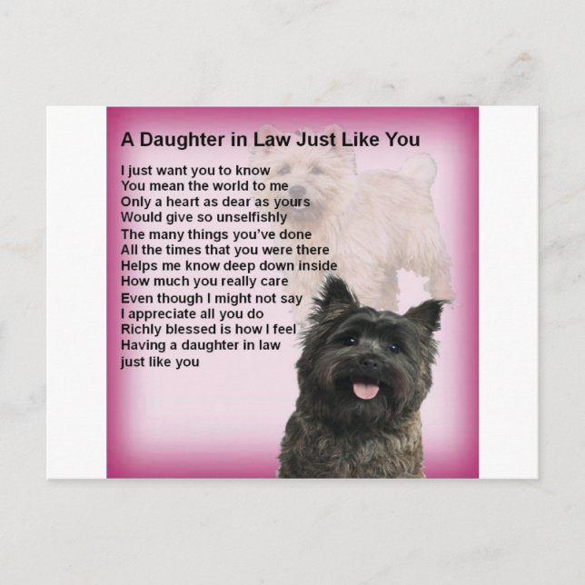 Cairn Terrier - Daughter in Law Poem Postcard (Front)