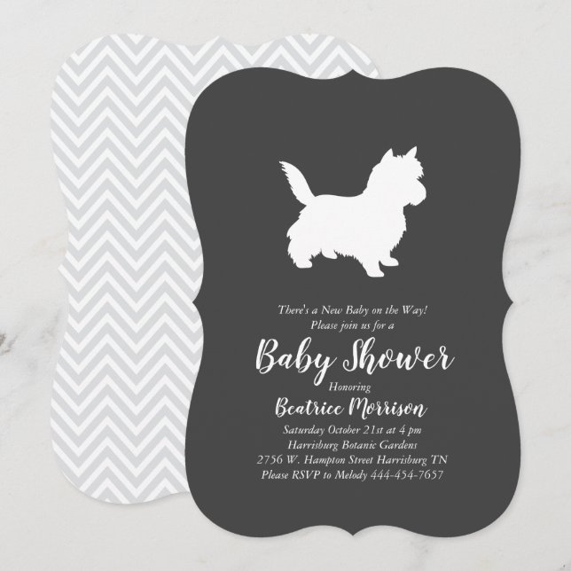 Cairn Terrier Dog Baby Shower Gender Neutral Invitation (Front/Back)