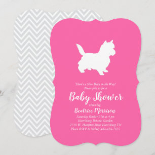 Cairn Terrier Dog Baby Shower Pink Girl Invitation