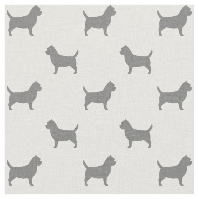 Cairn Terrier Dog Breed Silhouettes Patterned Fabric (Close Up)