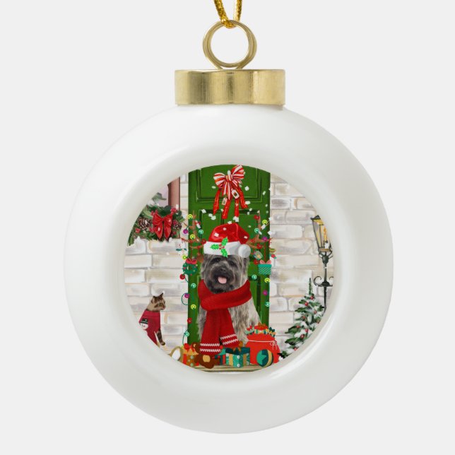 Cairn Terrier Dog Christmas  Ceramic Ball Christmas Ornament (Front)