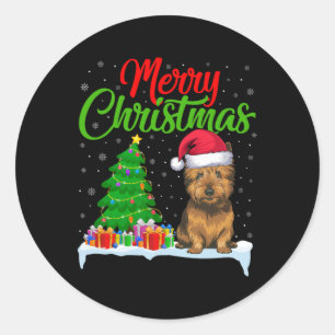 Cairn Terrier Dog Christmas Tree Lights Funny Xmas Classic Round Sticker