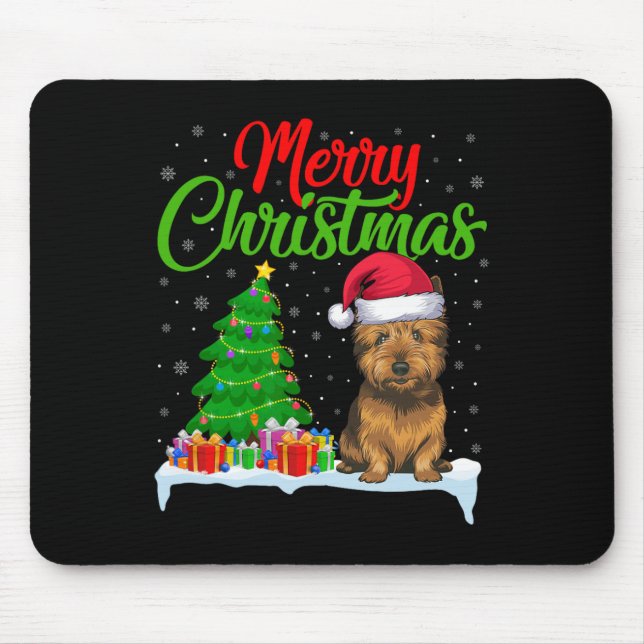 Cairn Terrier Dog Christmas Tree Lights Funny Xmas Mouse Pad (Front)