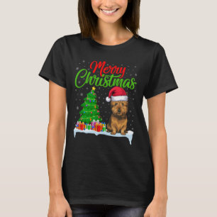 Cairn Terrier Dog Christmas Tree Lights Funny Xmas T-Shirt