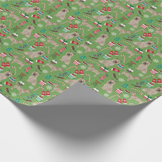 Cairn Terrier Dog Christmas Wrapping Paper (Corner)