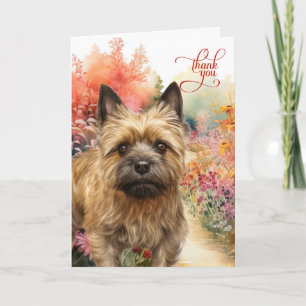 Cairn Terrier Dog Colorful Garden Path Thank You Card
