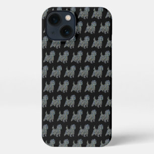 Cairn Terrier Dog Cute Silhouette Grid Black iPhone 13 Case