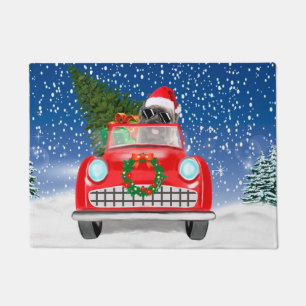 Cairn Terrier Dog Driving Car In Snow Christmas Doormat