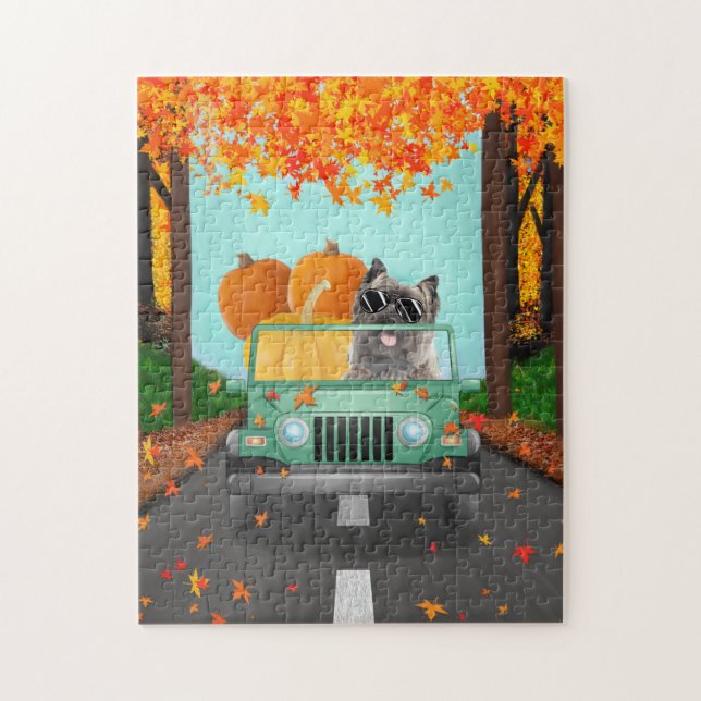 Cairn Terrier Dog Fall Pumpkin  Jigsaw Puzzle (Vertical)
