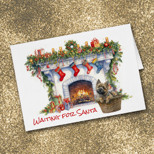 Cairn Terrier Dog Fireplace Wait for Santa